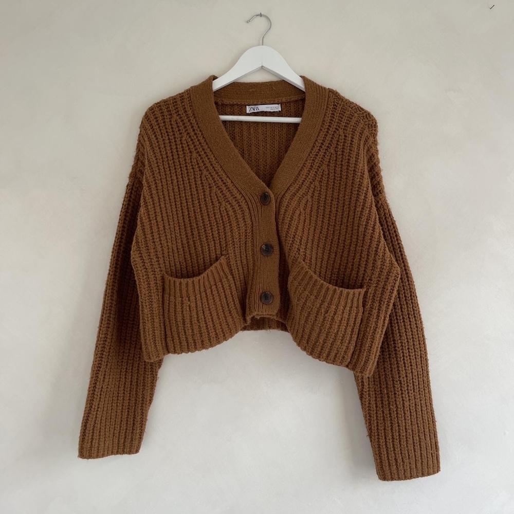 Cozy Brown Knit Cardigan Sweater
